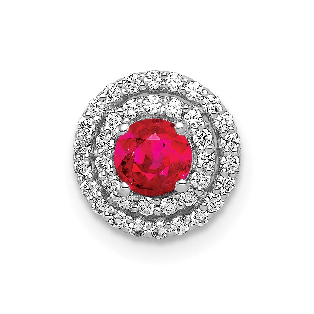 14k White Gold 1/5ct. Diamond and .25 Ruby Chain Slide
