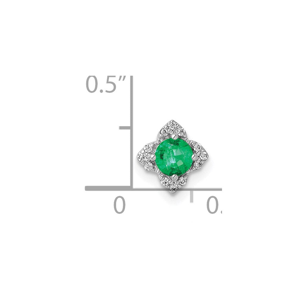 14k White Gold 1/20ct. Diamond and .25 Emerald Chain Slide