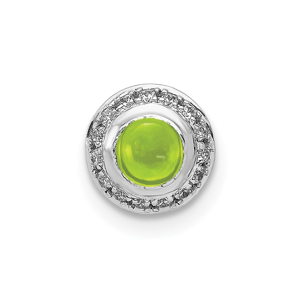 14k White Gold Diamond and Cabochon .47 Peridot Chain Slide