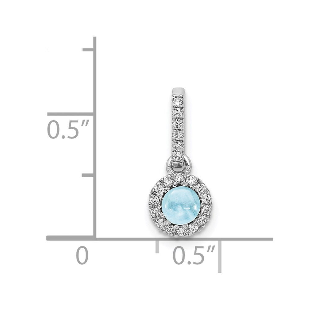 14k White Gold Diamond and Cabochon .47 Aquamarine Pendant