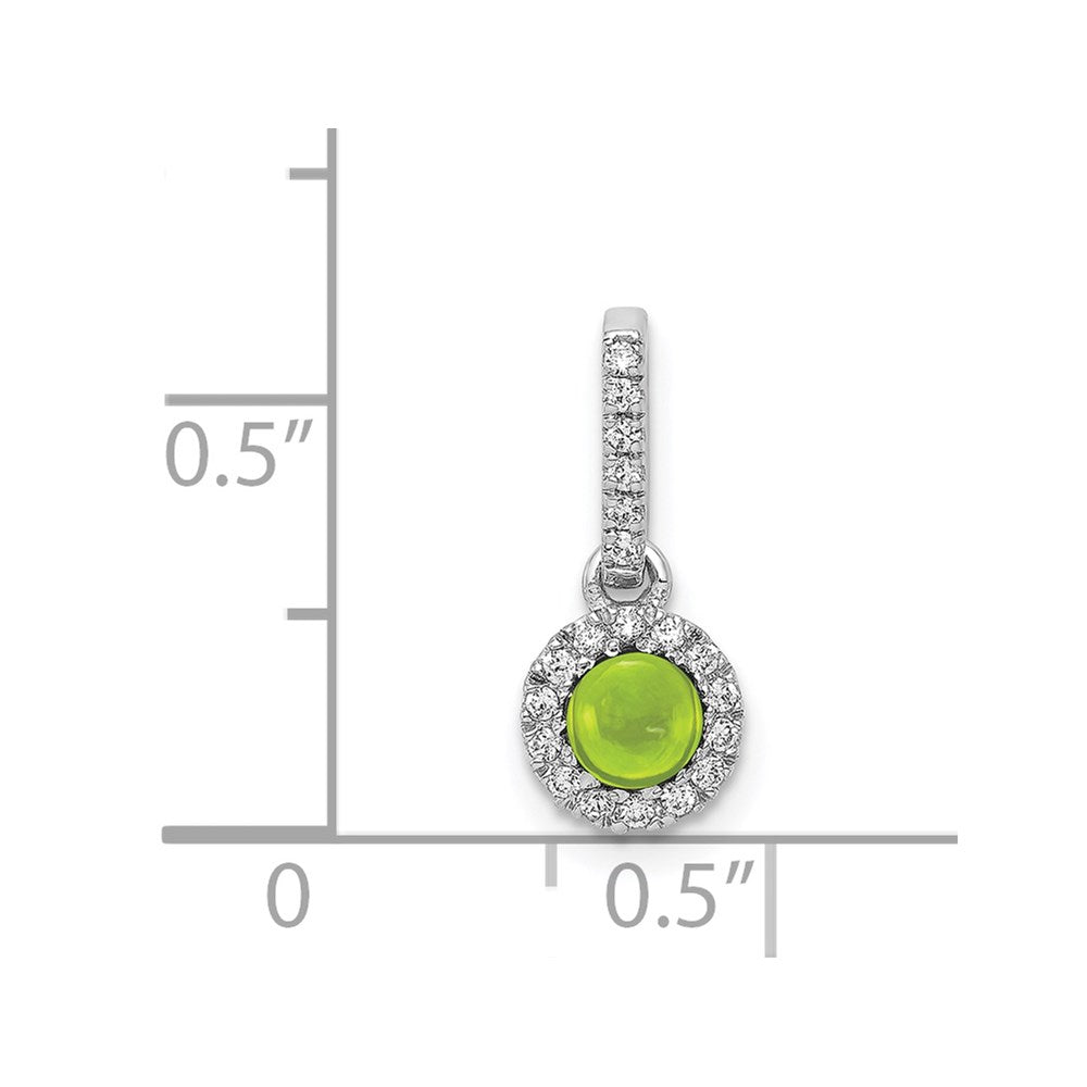 14k White Gold Diamond and Cabochon .47 Peridot Pendant