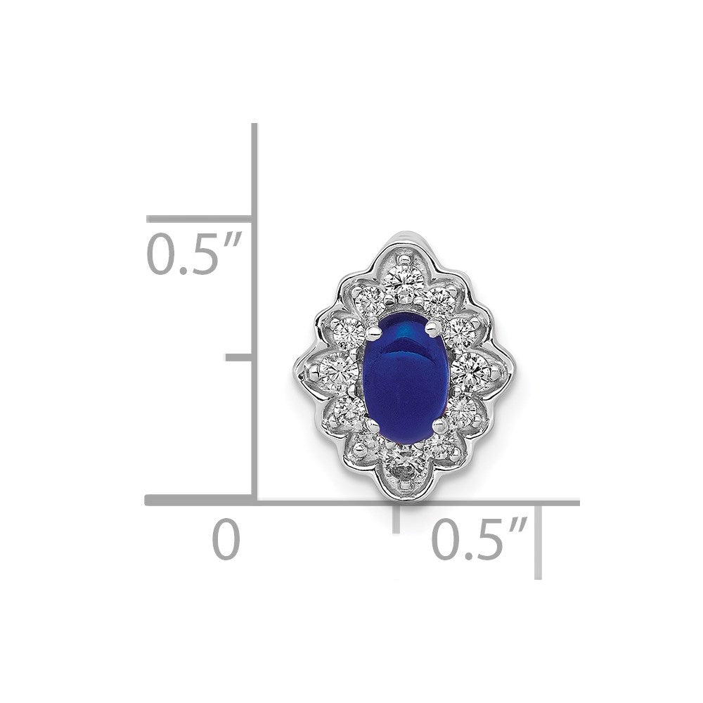 14k White Gold Fancy Diamond and Cabochon Sapphire Chain Slide