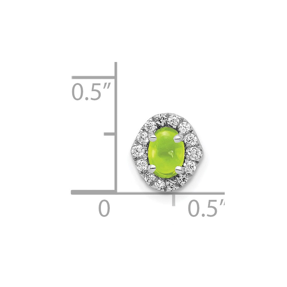 14k White Gold Diamond and Cabochon .78 Peridot Chain Slide
