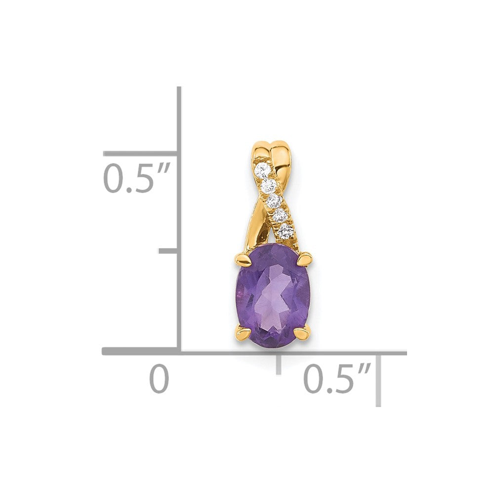 14K Oval Amethyst and Diamond Pendant