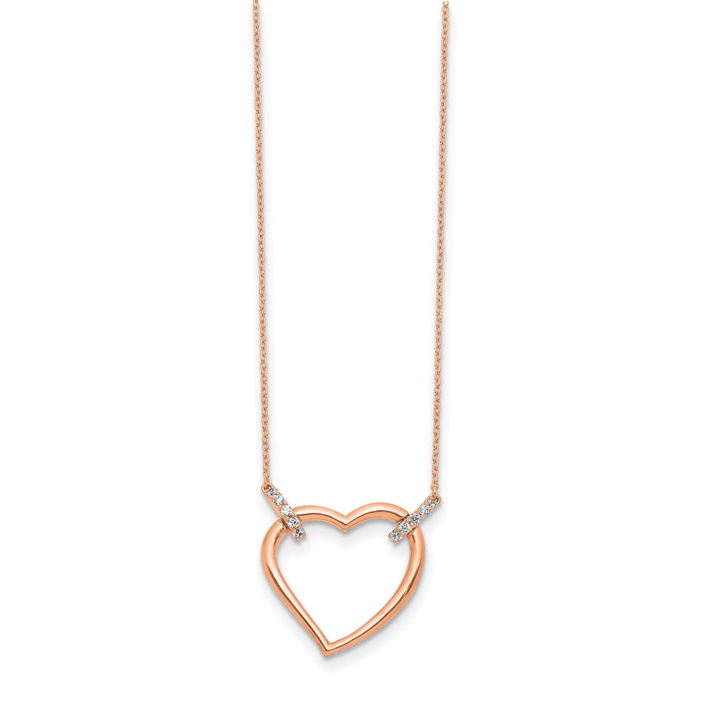 14k Rose Gold Diamond Heart 18 inch Necklace