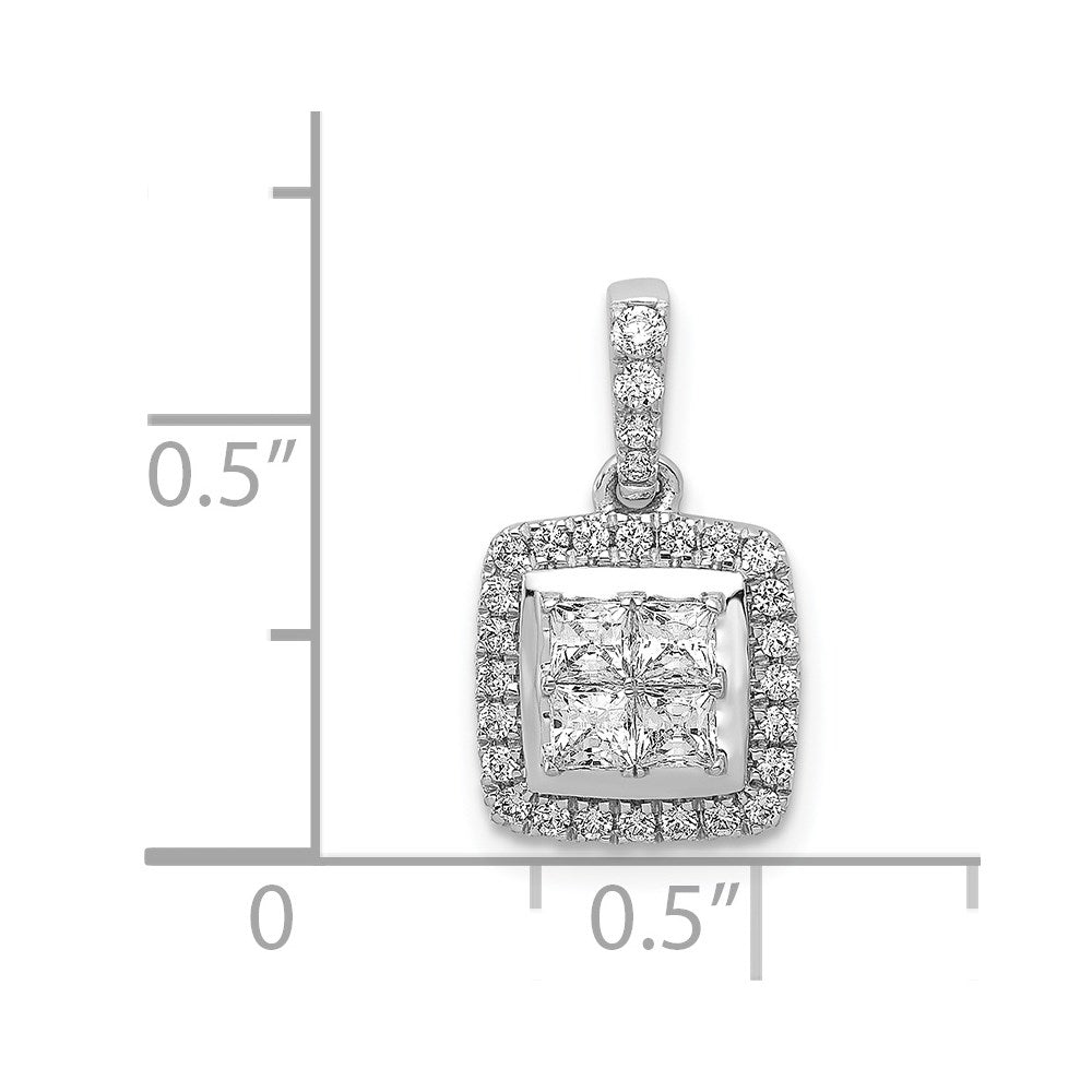14k White Gold 1/2ct. Diamond Square Cluster Pendant