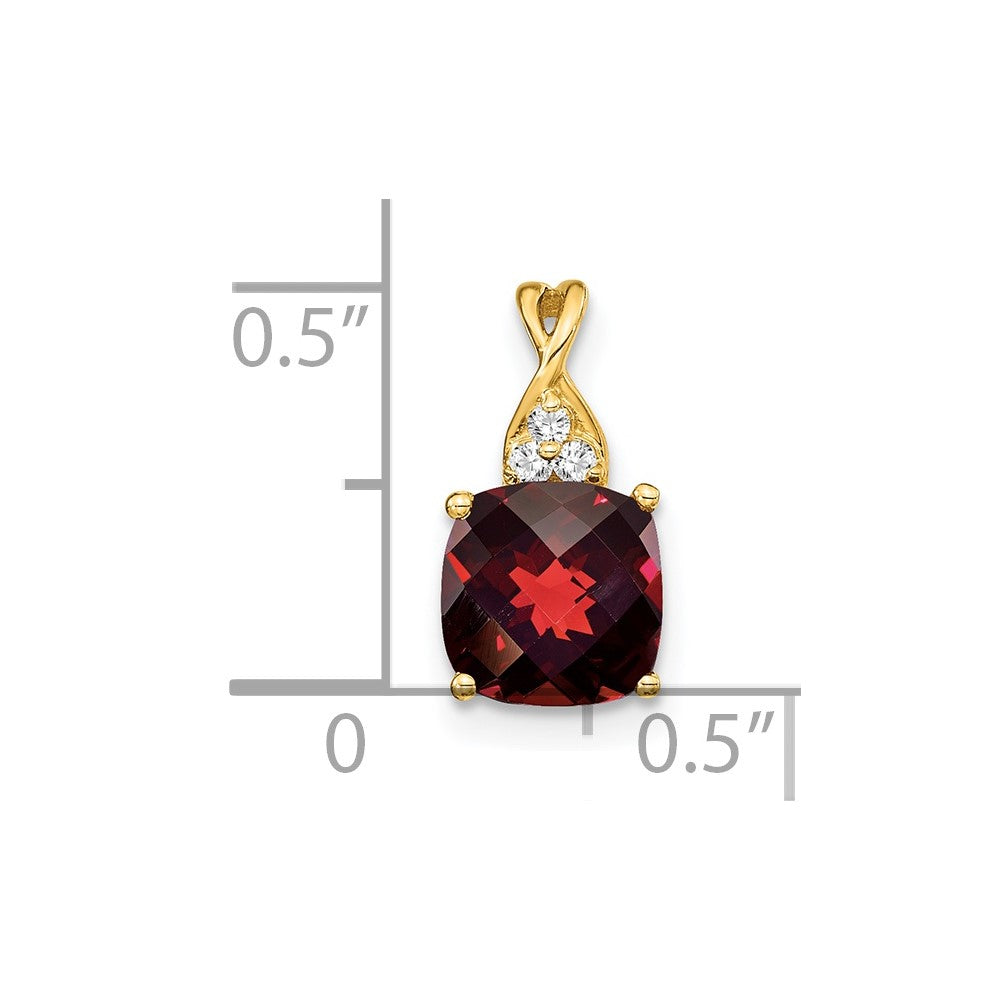 14k Checkerboard Garnet and Diamond Pendant