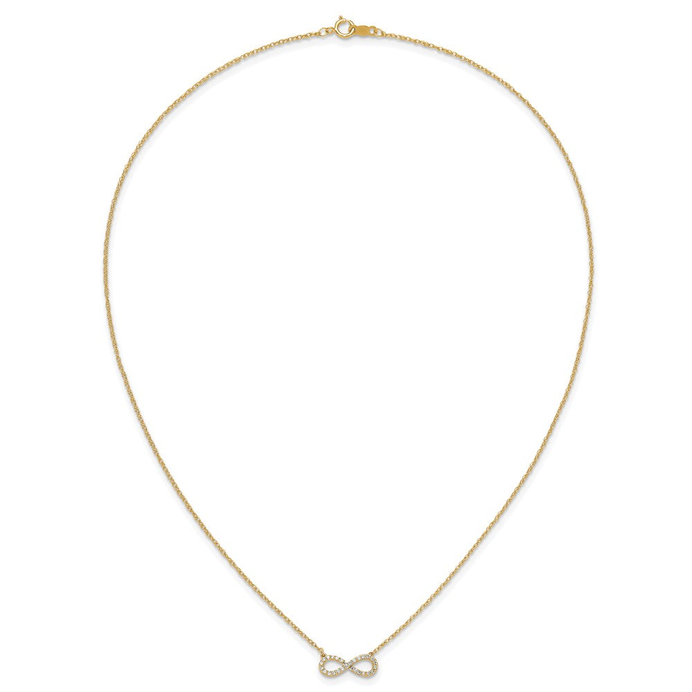 14K Yellow Gold Polished Diamond Infinity Symbol Necklace