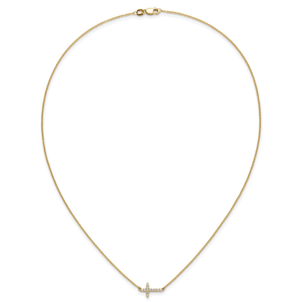 14k Diamond Sideways Cross 18in Necklace