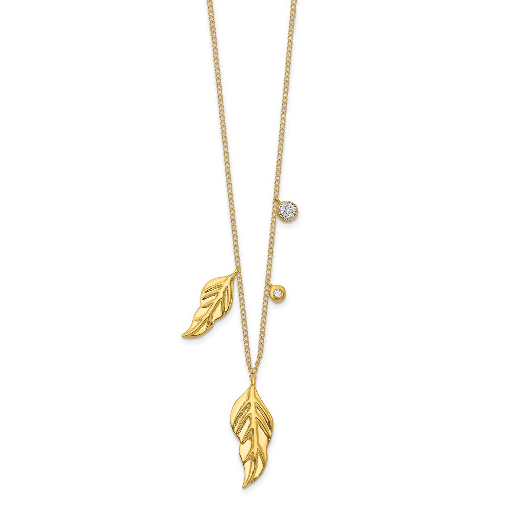 14k Diamond and Feathers 18 inch Necklace
