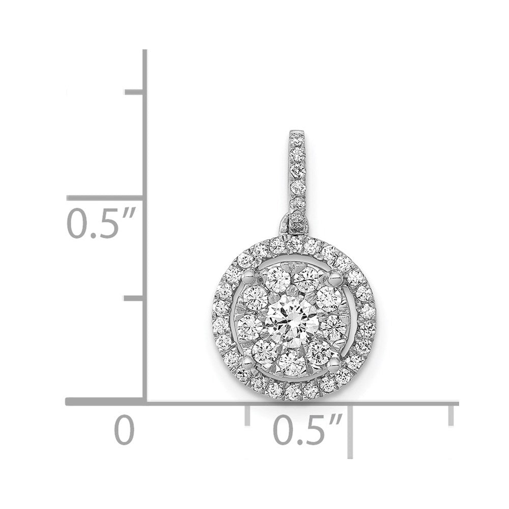 14k White Gold 1/2ct. Diamond Round Halo Cluster Pendant