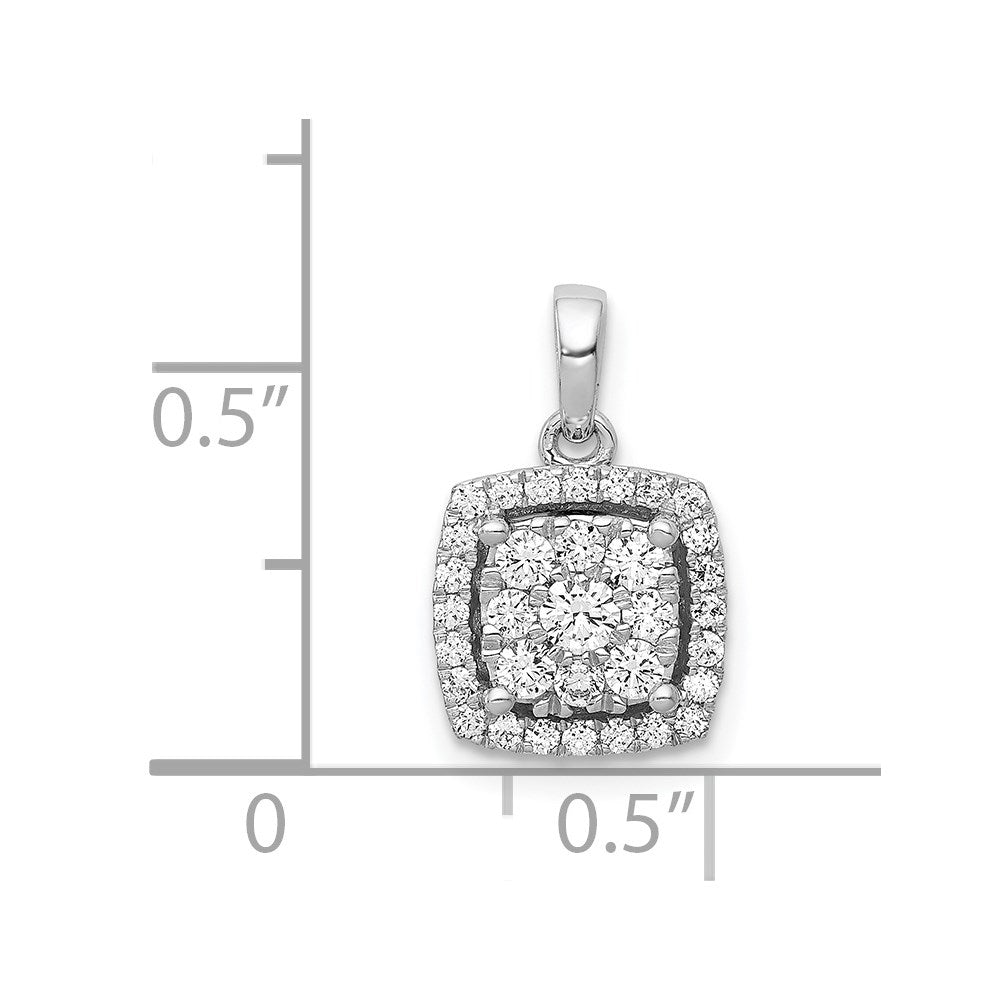 14k White Gold 1/2ct. Diamond Square Cluster Pendant