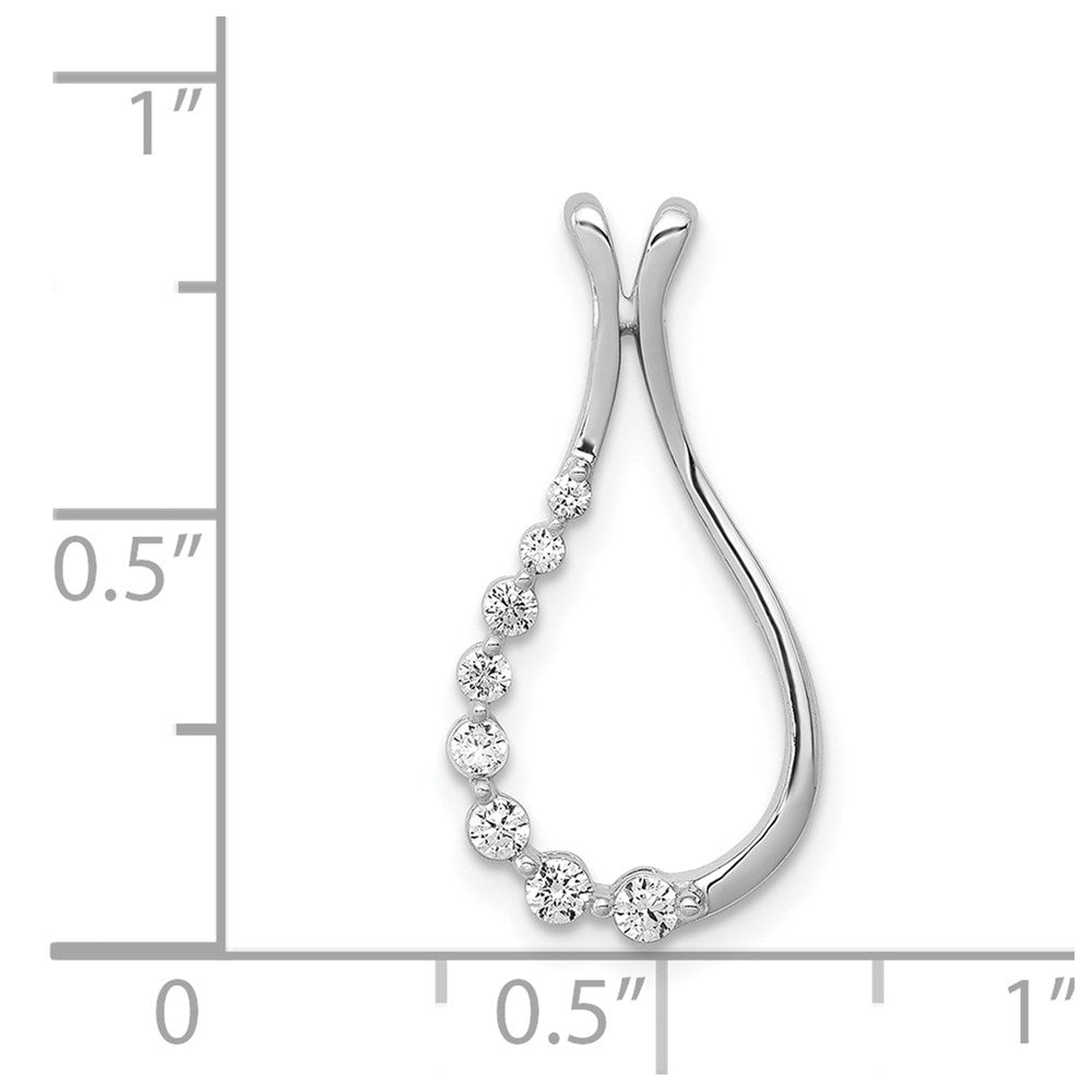 14k White Gold 1/5ct. Diamond Polished Teardrop Chain Slide