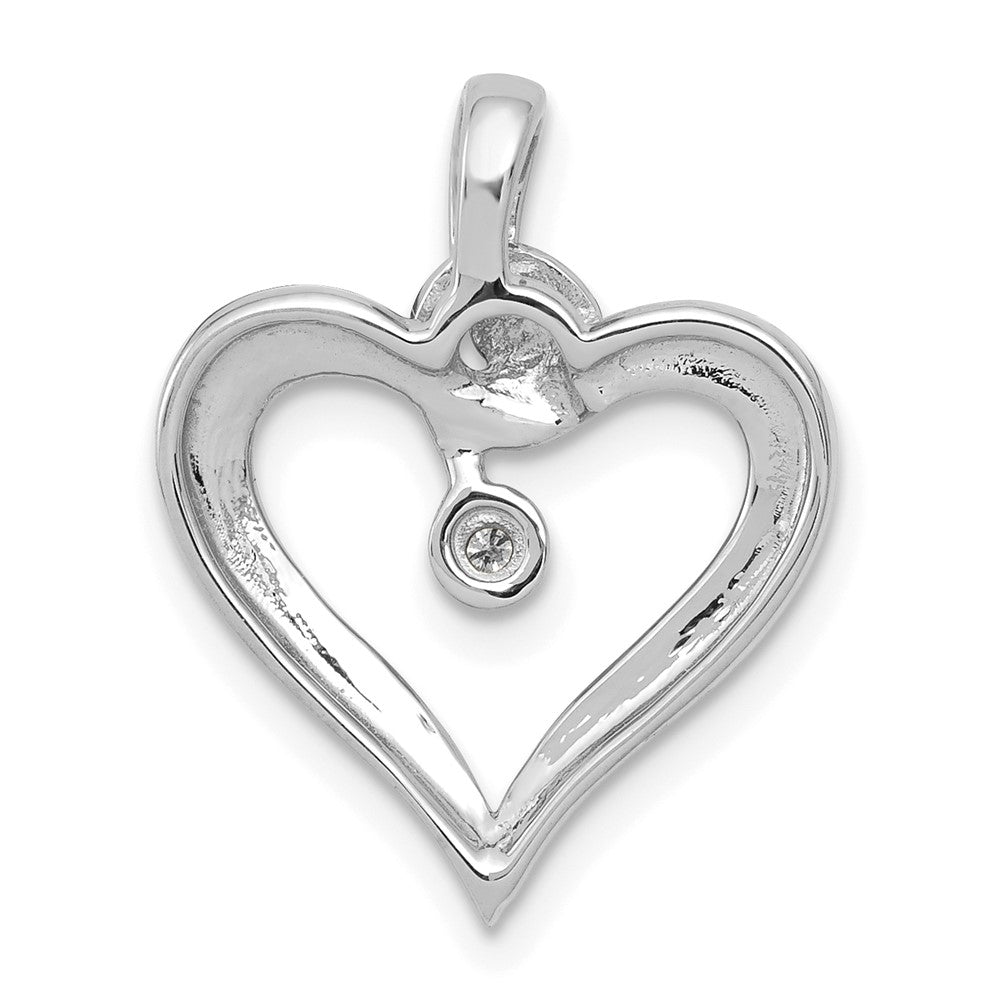 14k White Gold AA .01ct. Diamond Heart Pendant