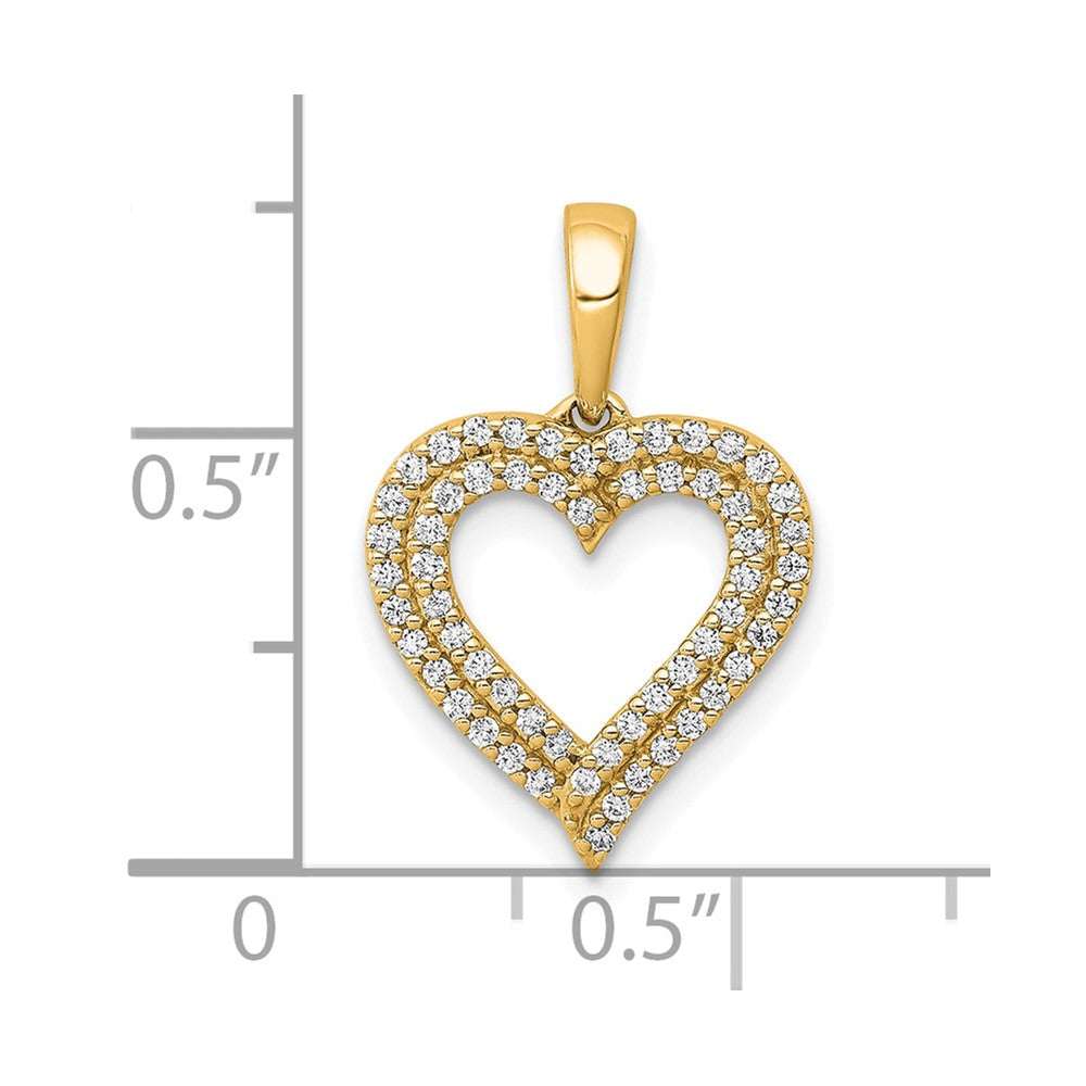 14k 1/4ct. Diamond 2-row Heart Pendant