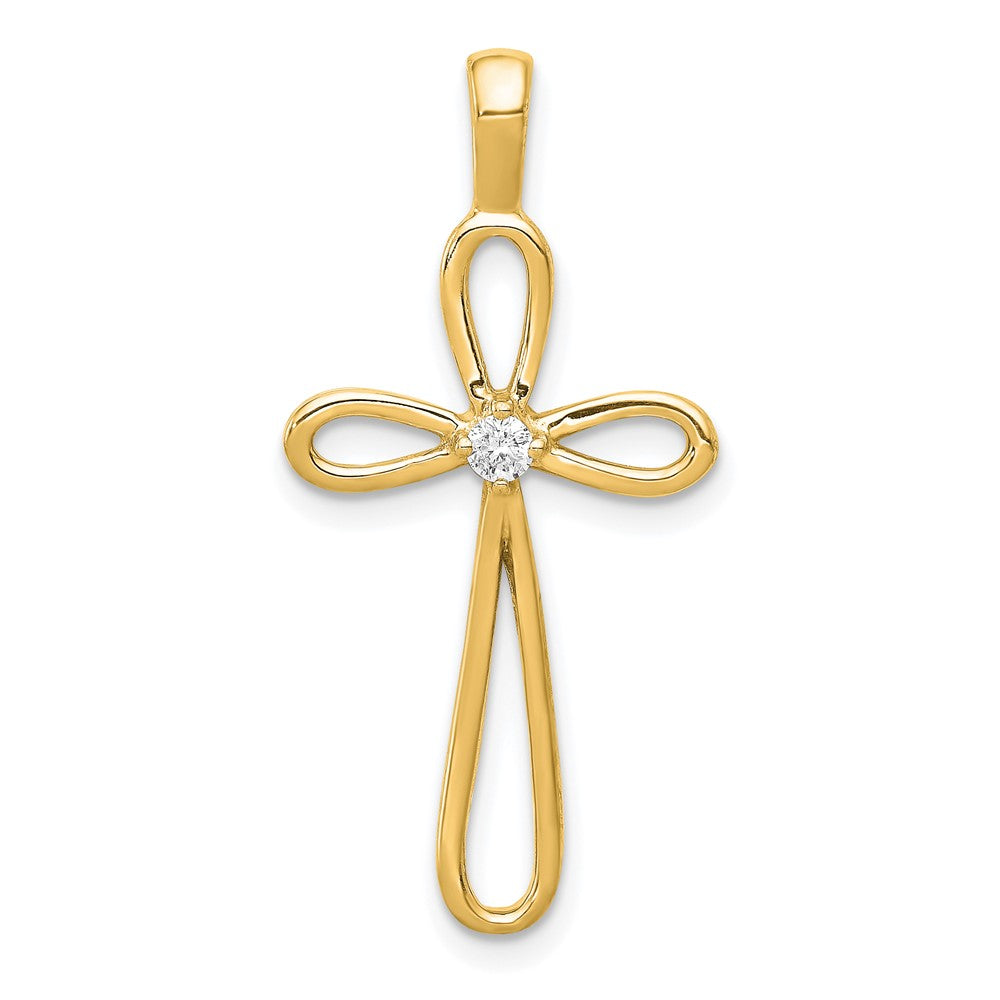 14k AA Diamond Cross Pendant