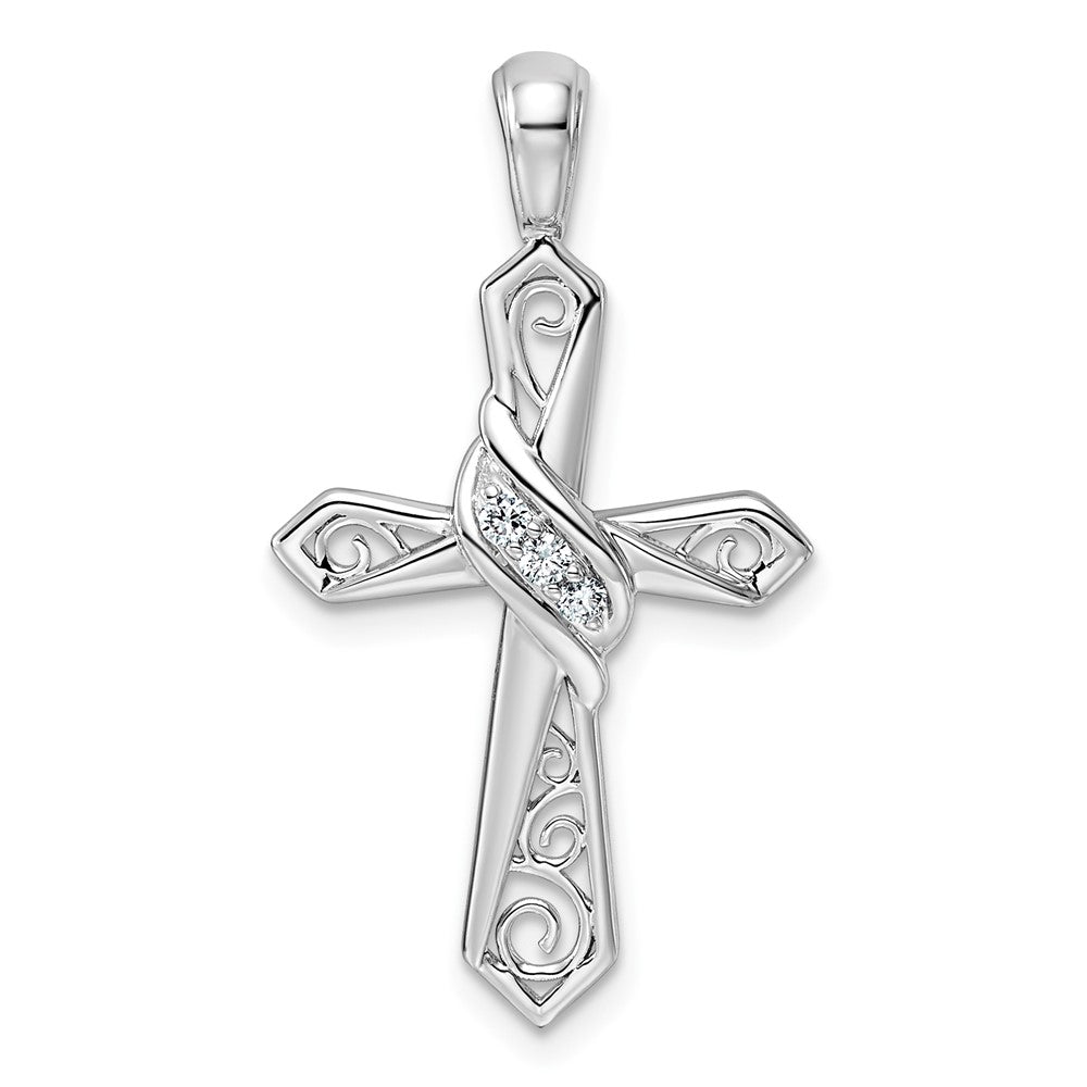 14k White Gold 1/20ct. Diamond Cross Pendant