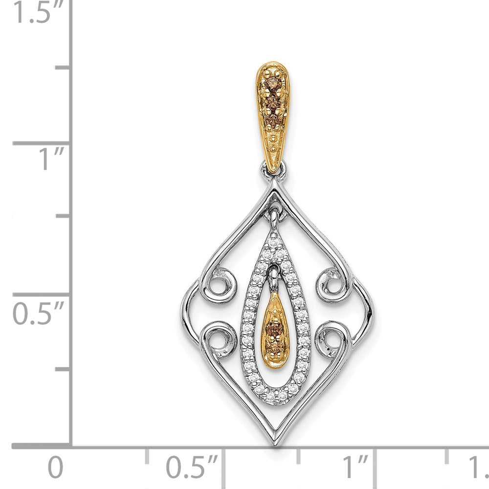 14k White Gold w/ Yellow Rhodium, White and Champagne Diamond Slide