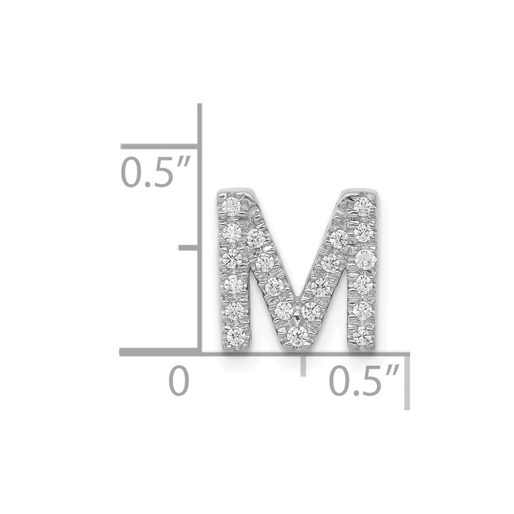 14K White Gold Diamond Letter M Initial Charm