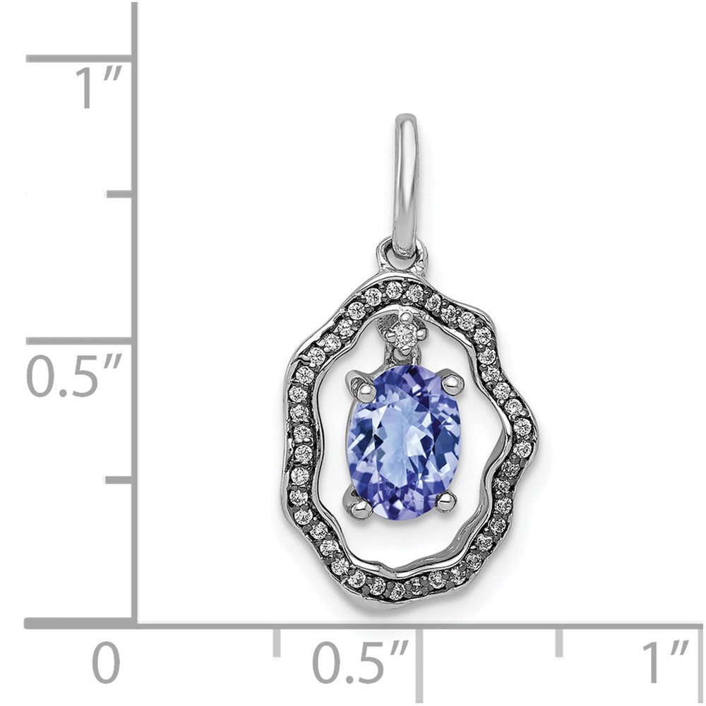 14k White Gold .62 Tanzanite and Diamond Dangle Pendant