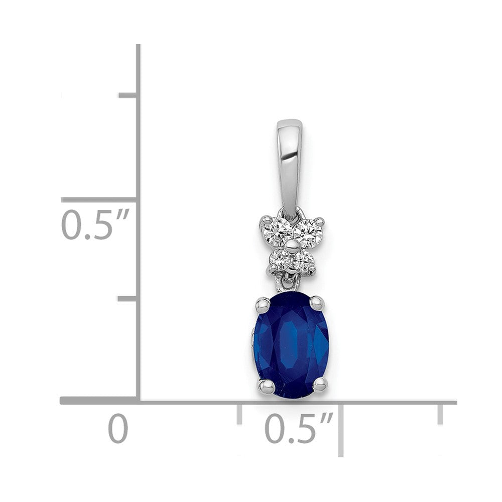 14k White Gold Diamond and .82 Oval Sapphire Pendant
