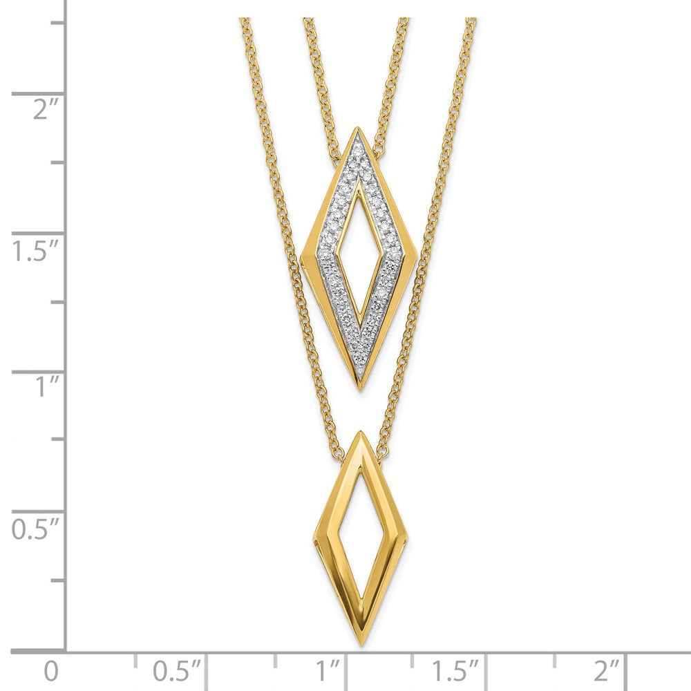 14k Polished Fancy Double Strand Diamond 16in Necklace
