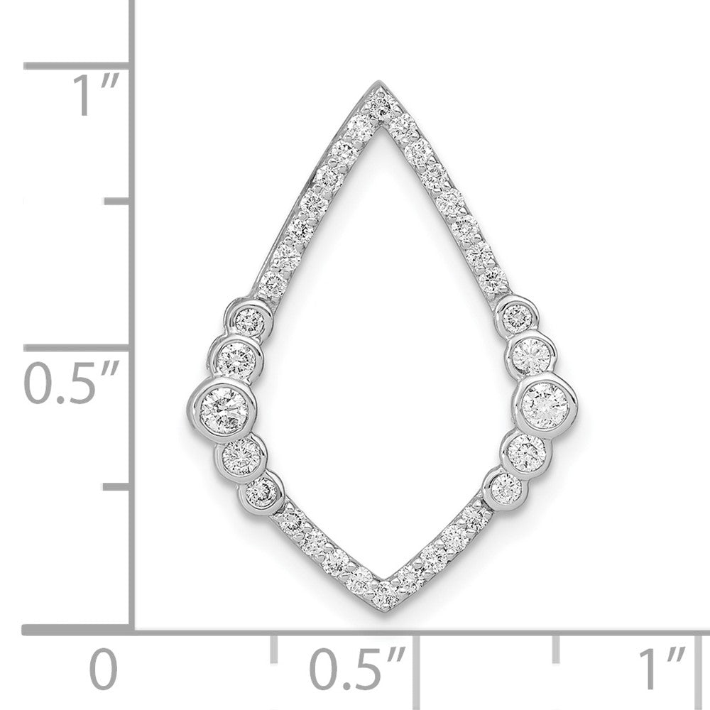 14k White Gold Polished Diamond Bezel Set Teardrop Chain Slide