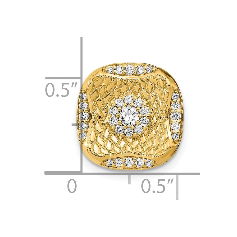 14k Polished Diamond Square Weave Chain Slide
