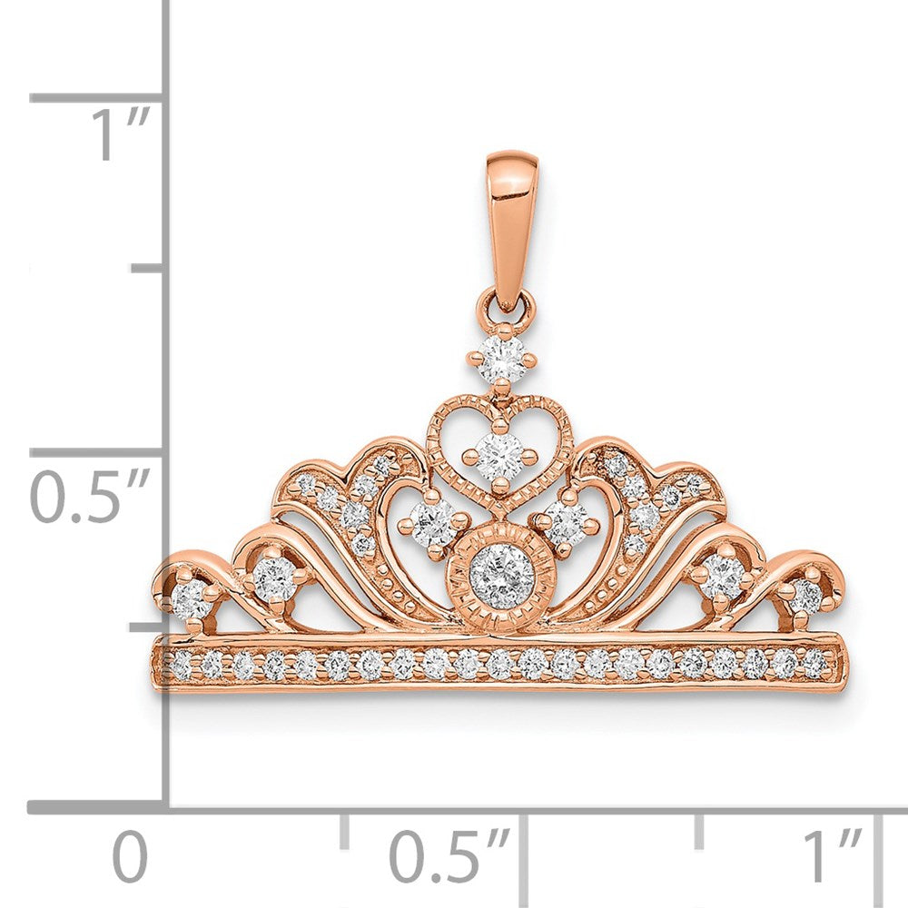 14k Rose Gold Polished Diamond Tiara Pendant