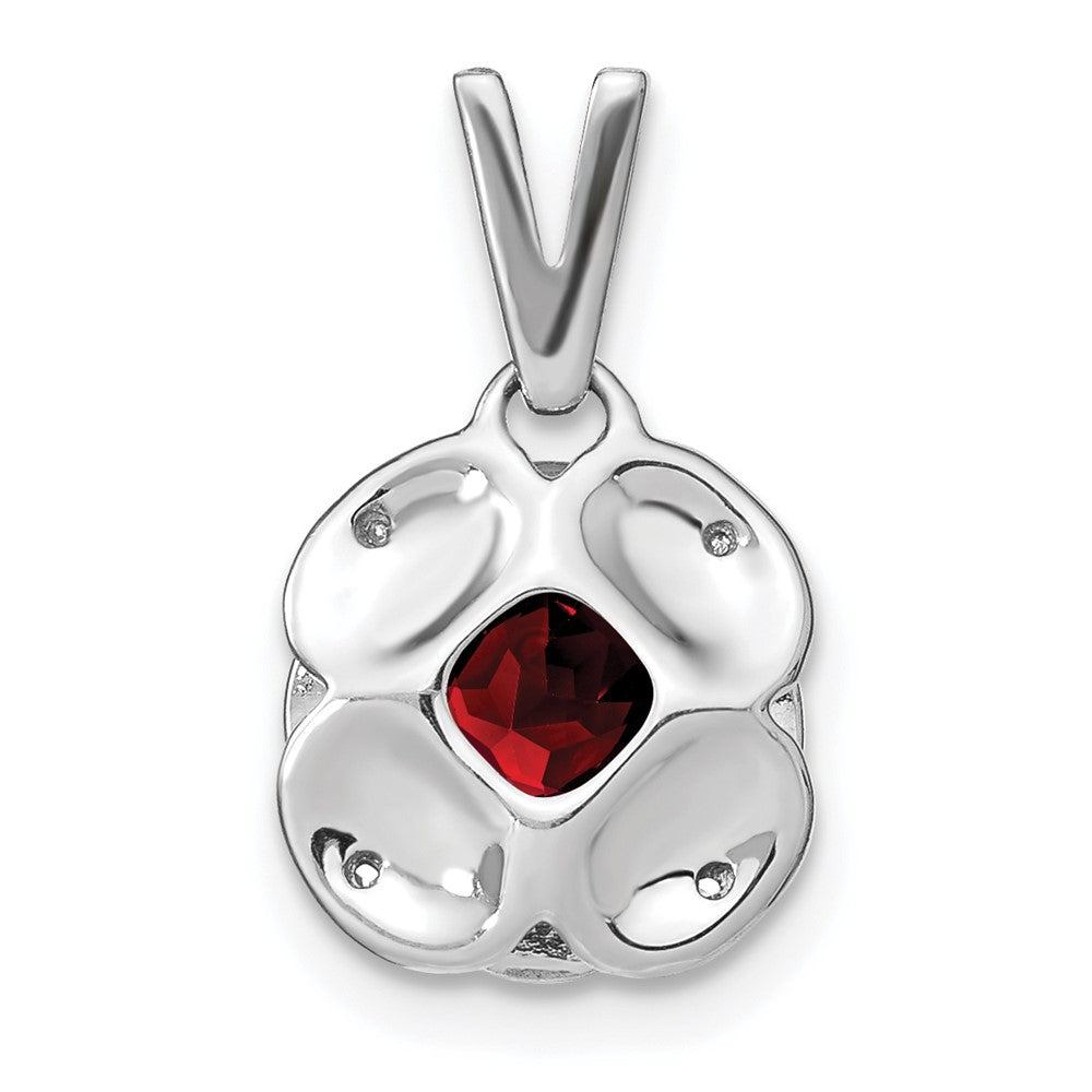 14k White Gold Cushion Garnet and Diamond Pendant