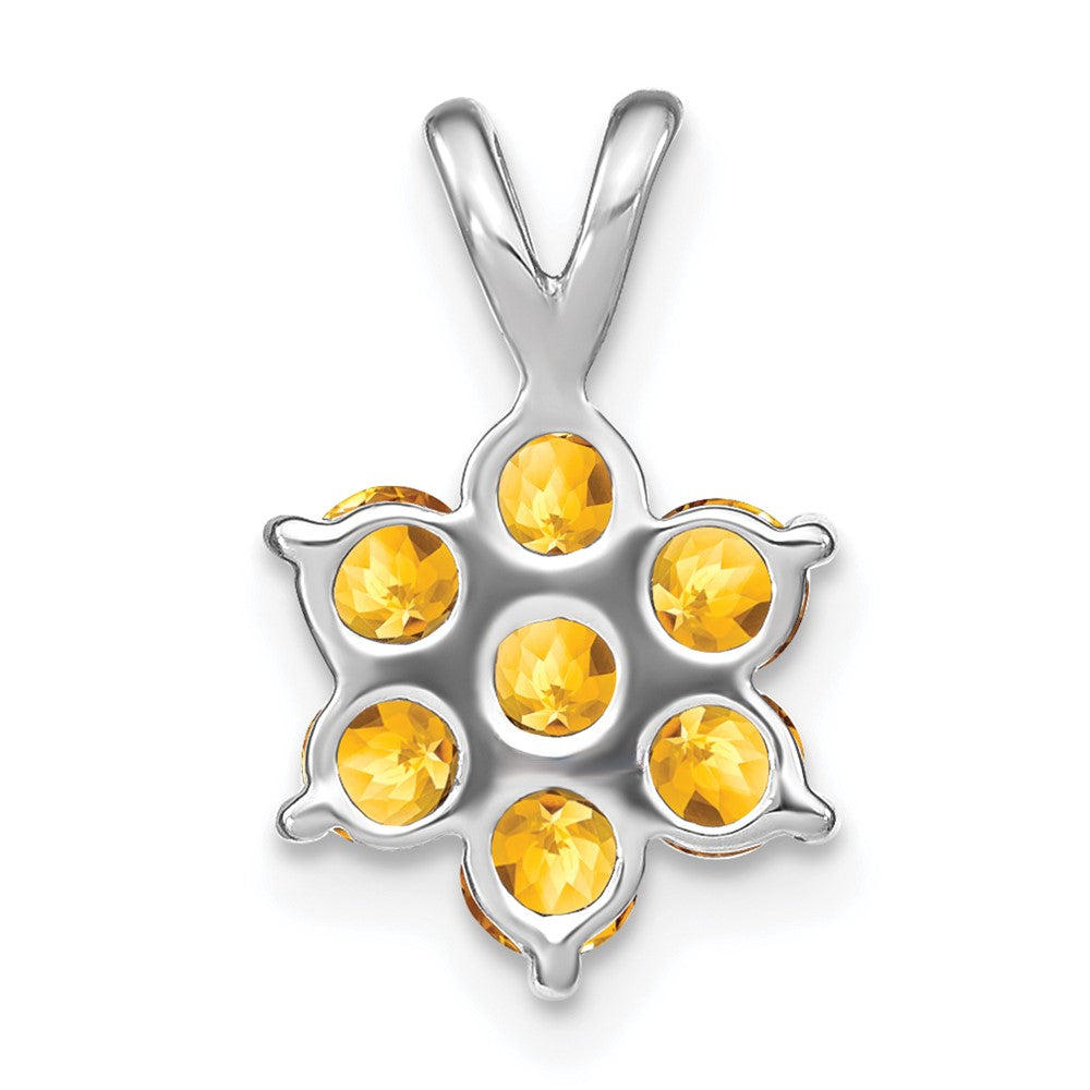 14k White Gold Citrine Floral Pendant