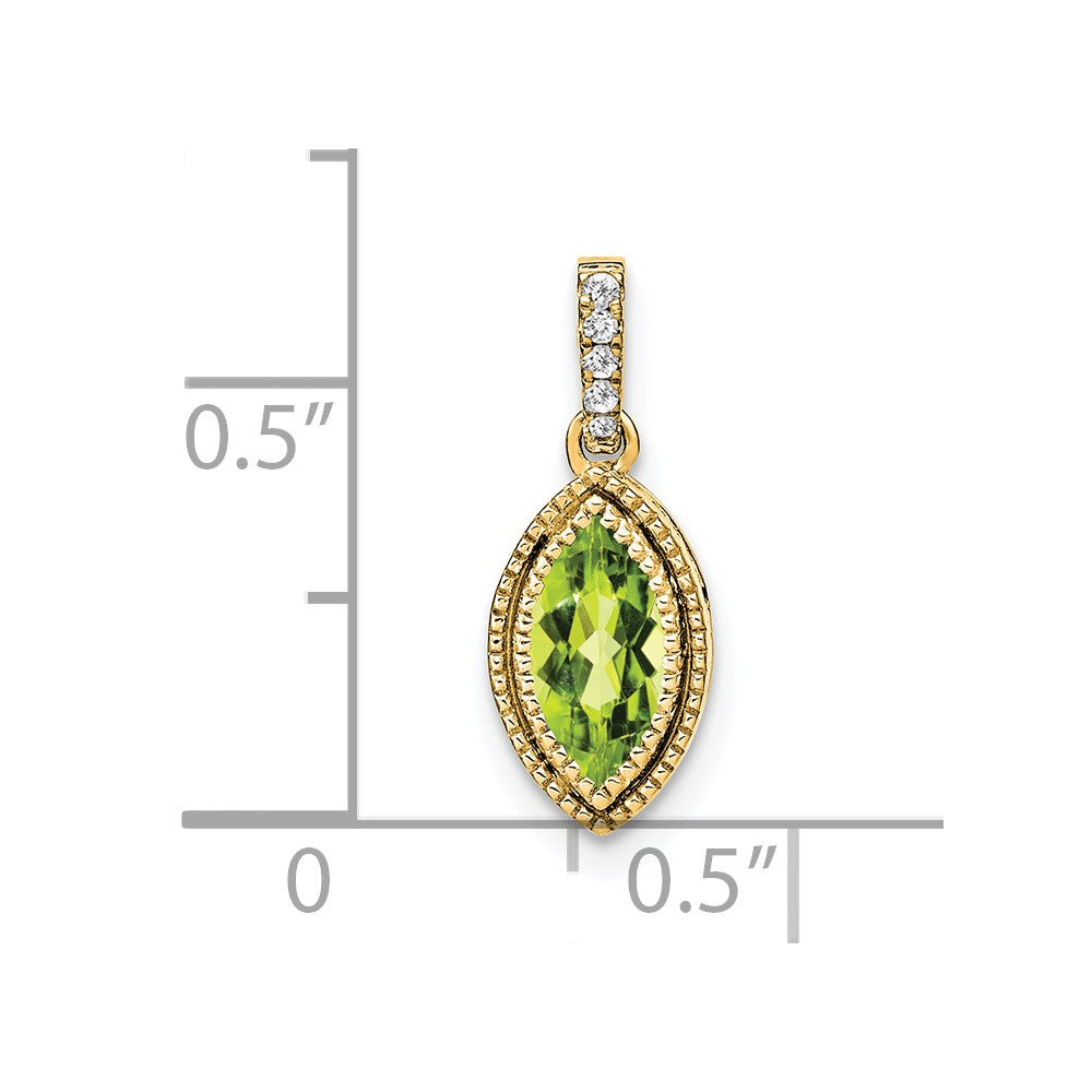 14k Marquise Peridot and Diamond Pendant