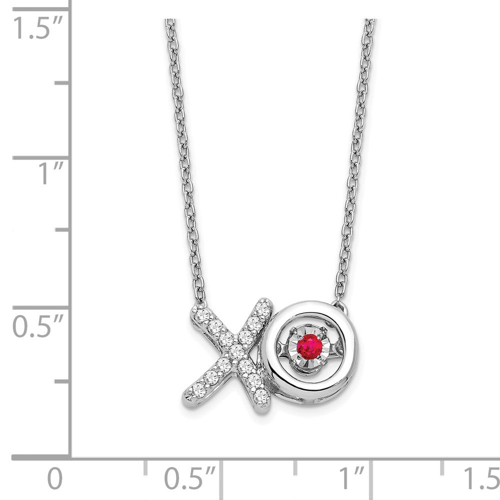 14k White Gold Ruby/Diamond X and O Vibrant Gemstone Necklace