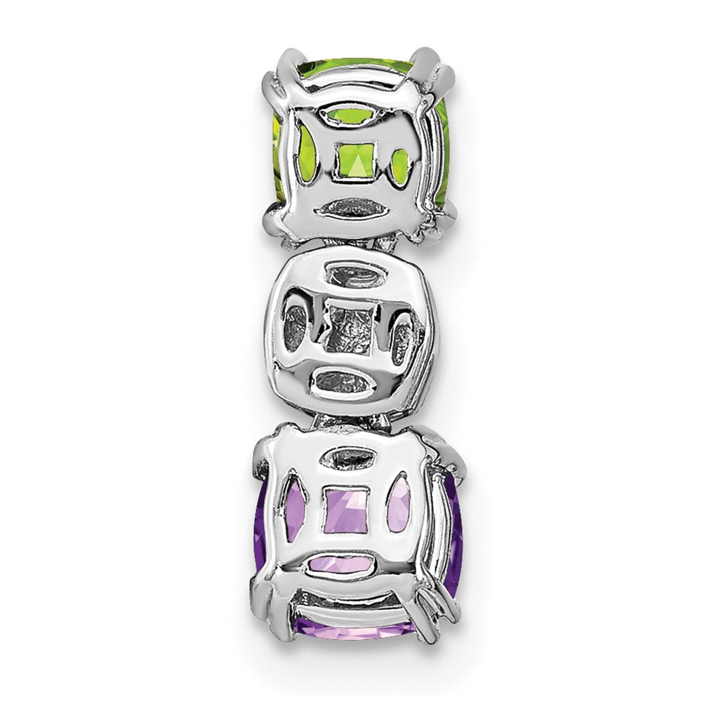 14k White Gold Peridot/Amethyst/Diamond Chain Slide