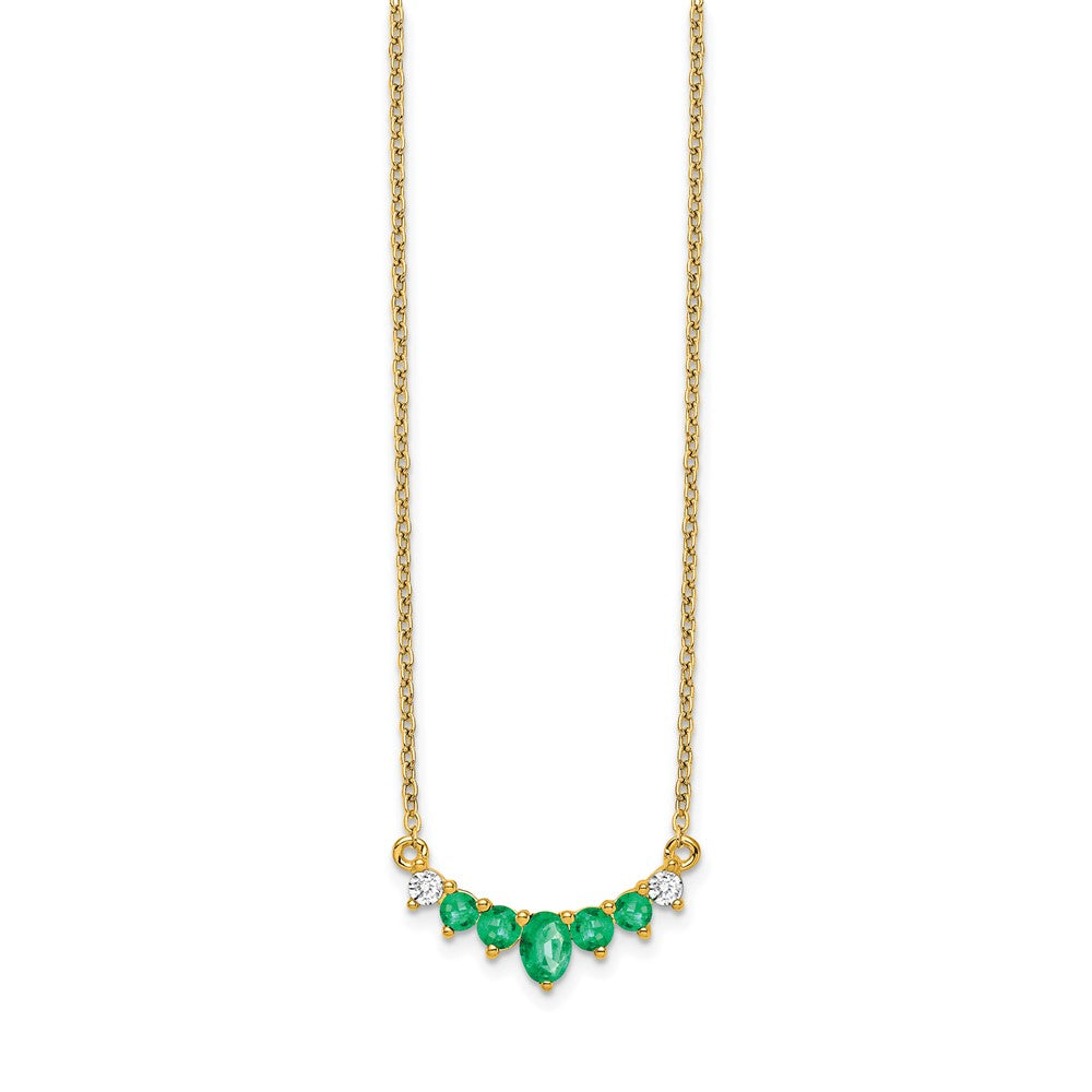 14k Emerald and Diamond 18 inch Necklace