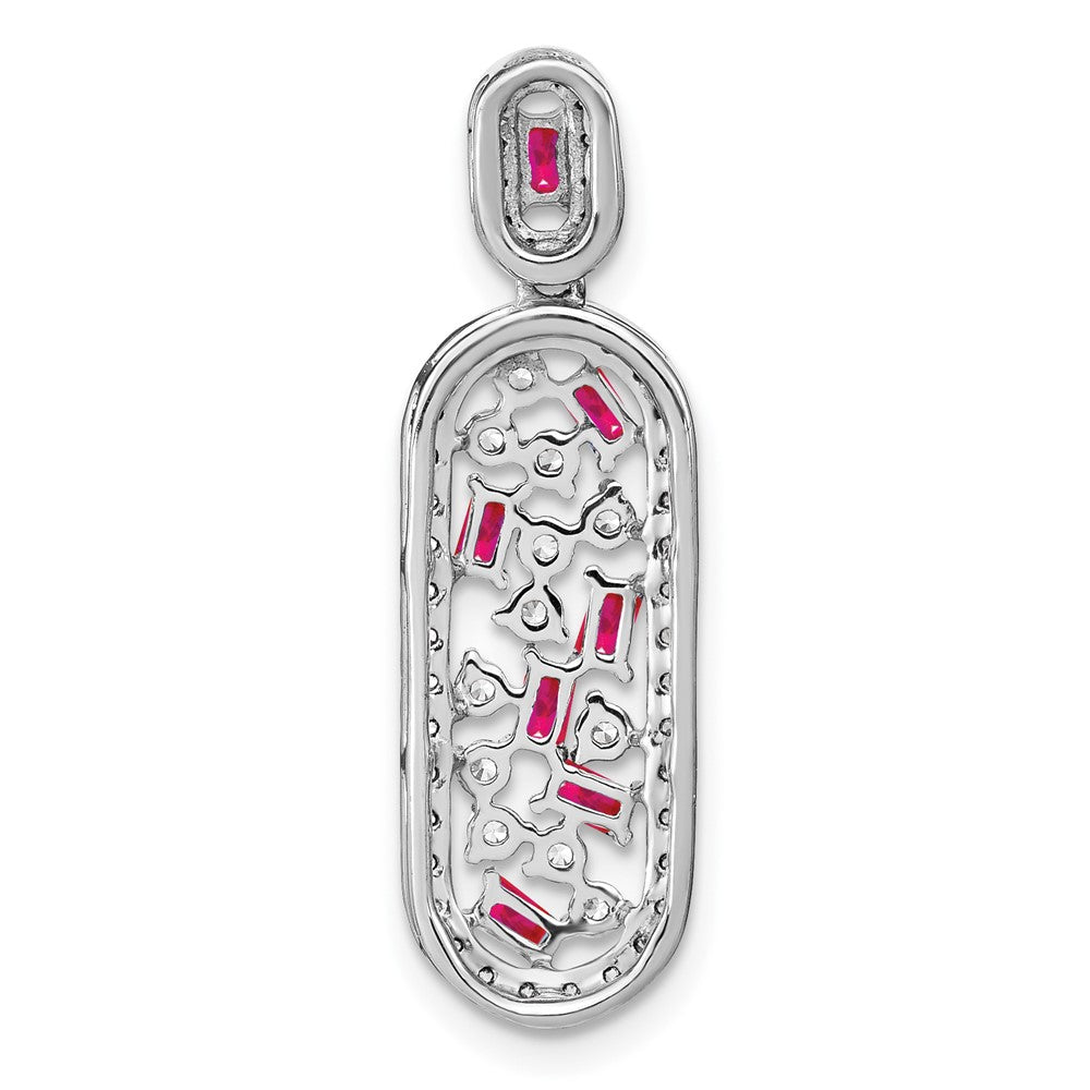 14k White Gold Ruby and Diamond Oval Chain Slide