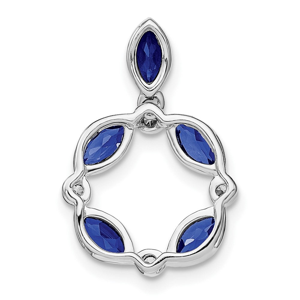 14k White Gold Marquise Sapphire and Diamond Pendant