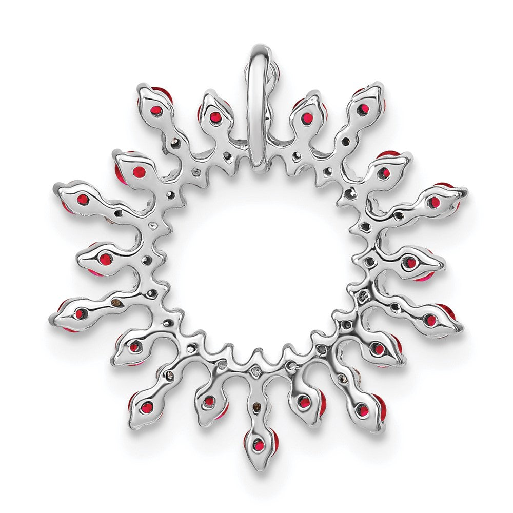 14k White Gold Ruby and Diamond Snowflake Chain Slide