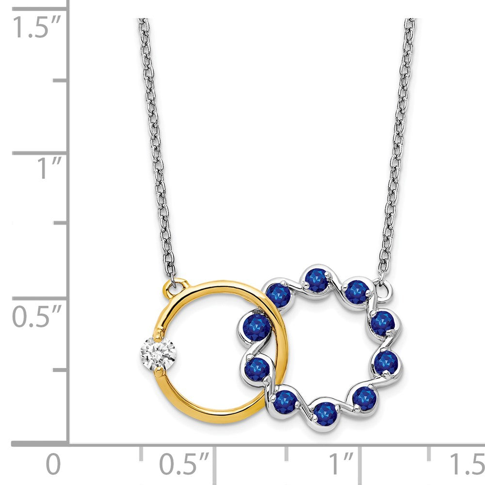 14k Two-tone Sapphire and Diamond 18in. Circles Necklace