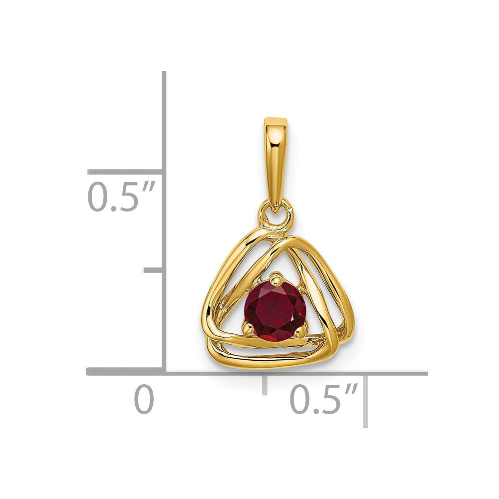 14k Created Ruby Triangle Pendant