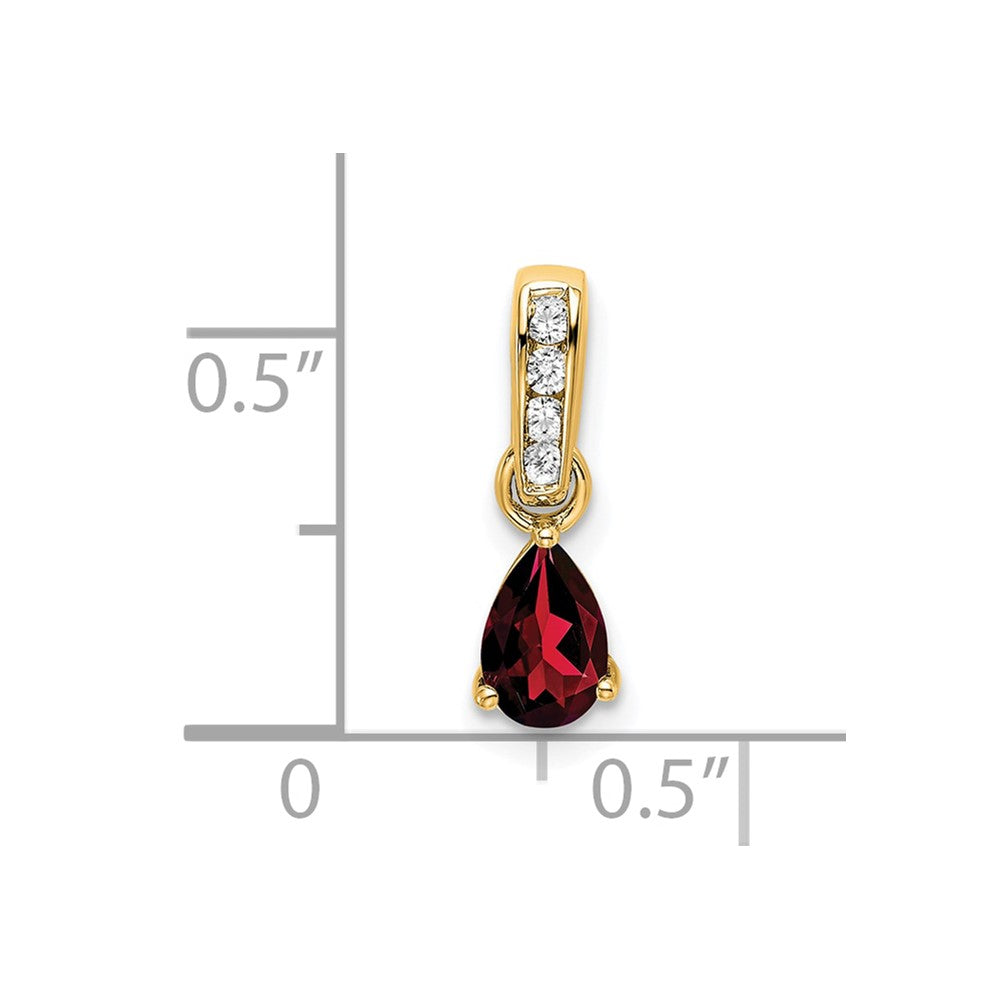 14K Pear Garnet and Diamond Pendant
