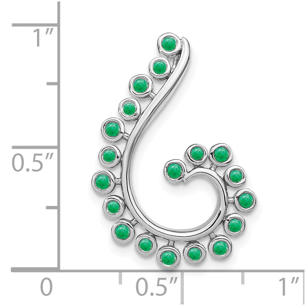 14k White Gold Emerald Swirl Chain Slide