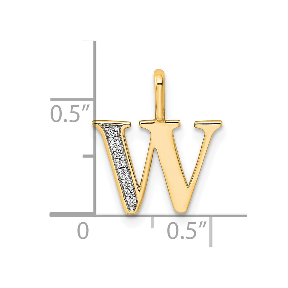 14k Diamond Letter W Initial Pendant