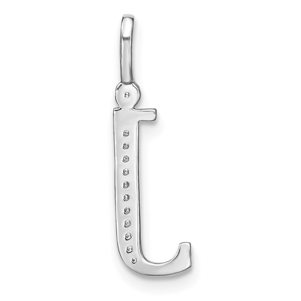 14K White Gold Diamond Lower Case Letter J Initial Pendant