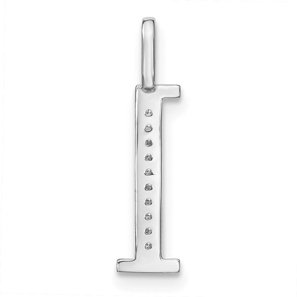 14K White Gold Diamond Lower Case Letter L Initial Pendant