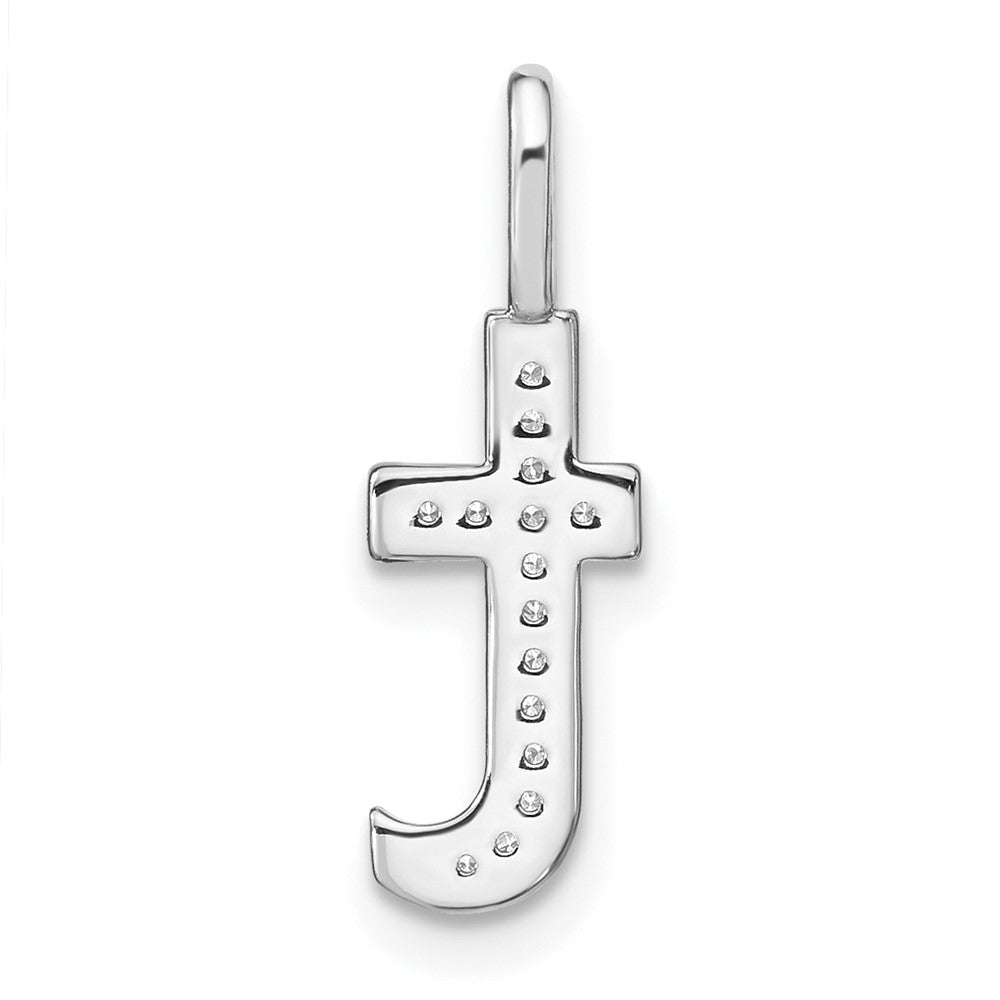 14K White Gold Diamond Lower Case Letter T Initial Pendant
