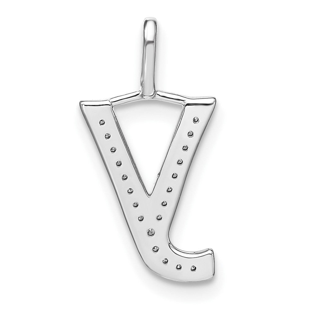 14K White Gold Diamond Lower Case Letter Y Initial Pendant