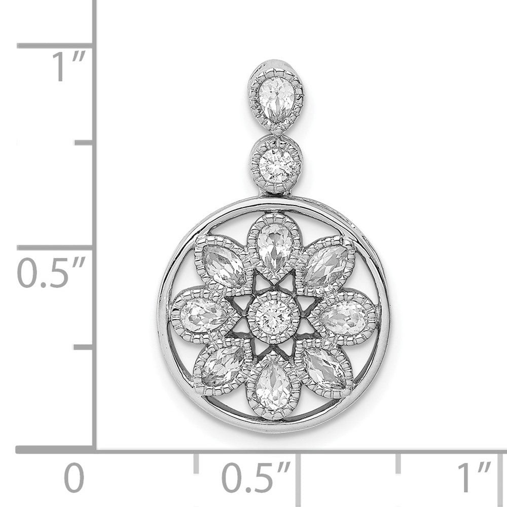 14k White Gold Floral Diamond Chain Slide