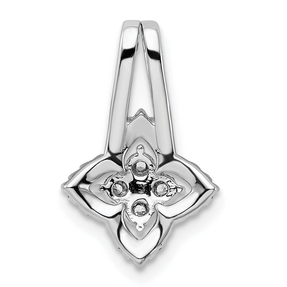 14k White Gold Polished Fancy Diamond Chain Slide