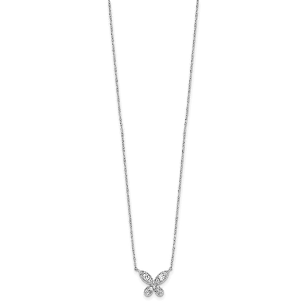 14k White Gold Diamond Butterfly 18in Necklace